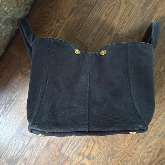 Authentic PRADA Canapa Canvas Shoulder Hand Bag Purse Black - Picture 9 of 17